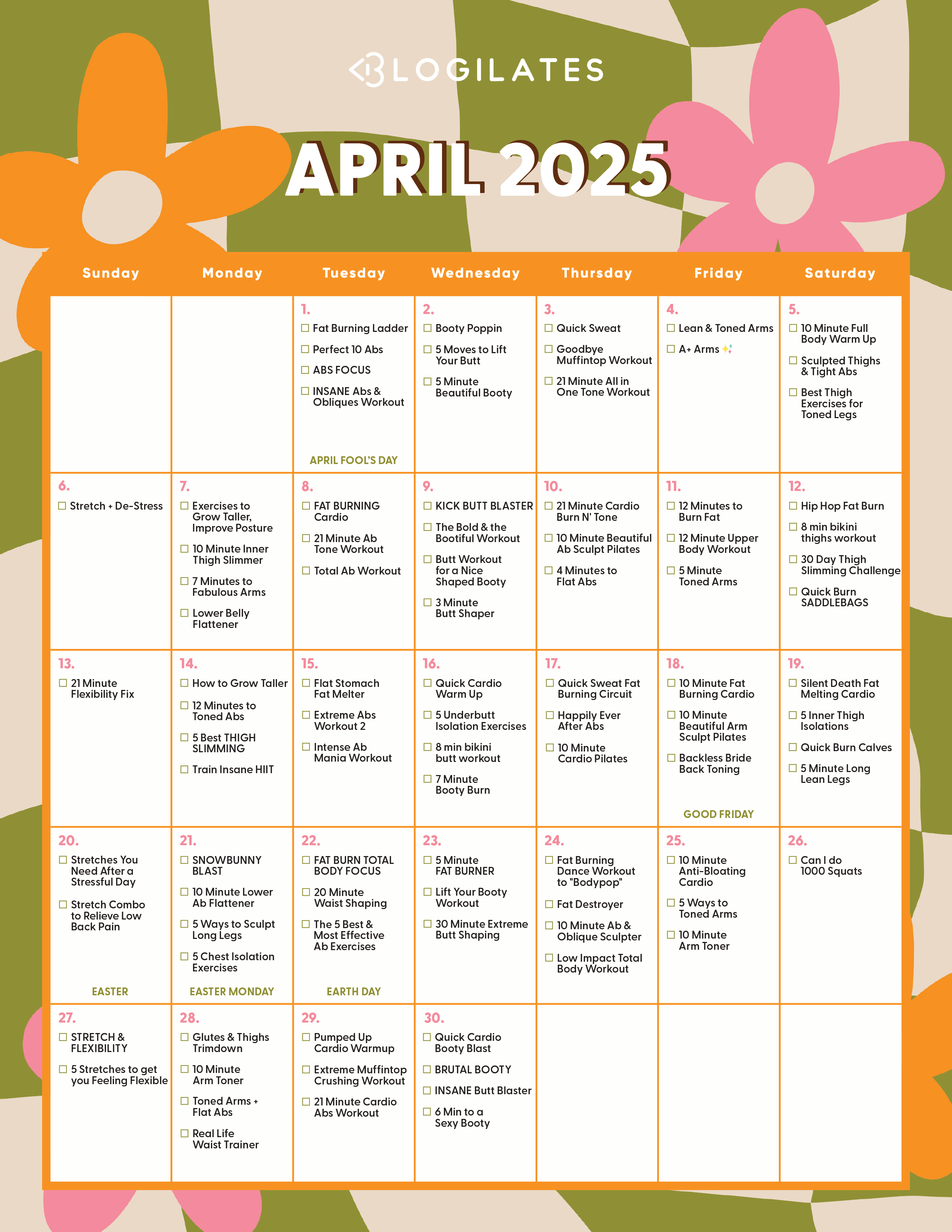 blogilates april 2025 workout calendar