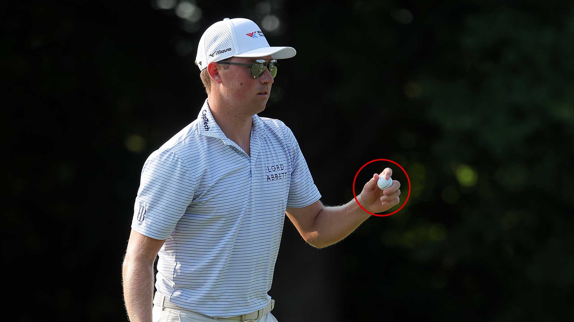 Ben Griffin of the United States reacts after a par on the 15th green on day three of the Zurich Classic of New Orleans on April 26, 2025 in Avondale, Louisiana.