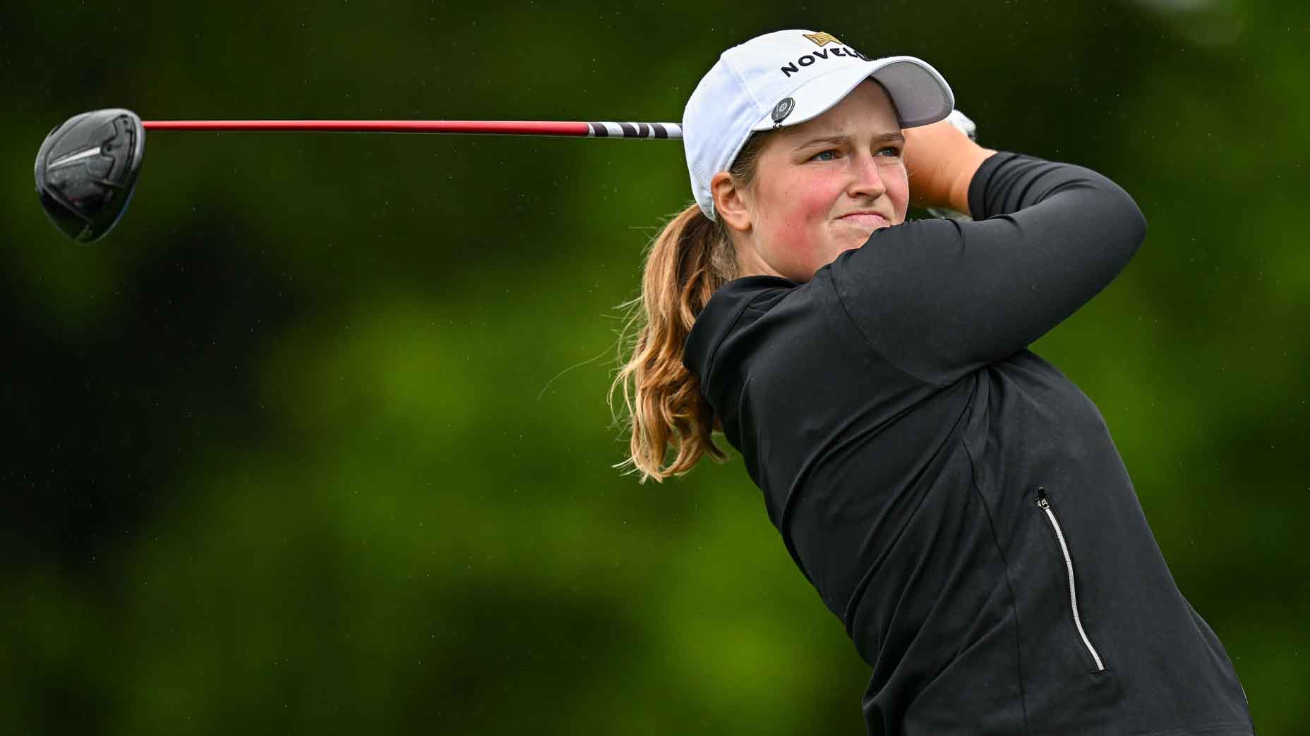 Lottie Woad hits a shot during the 2025 KPMG Women's Irish Open Golf Championship