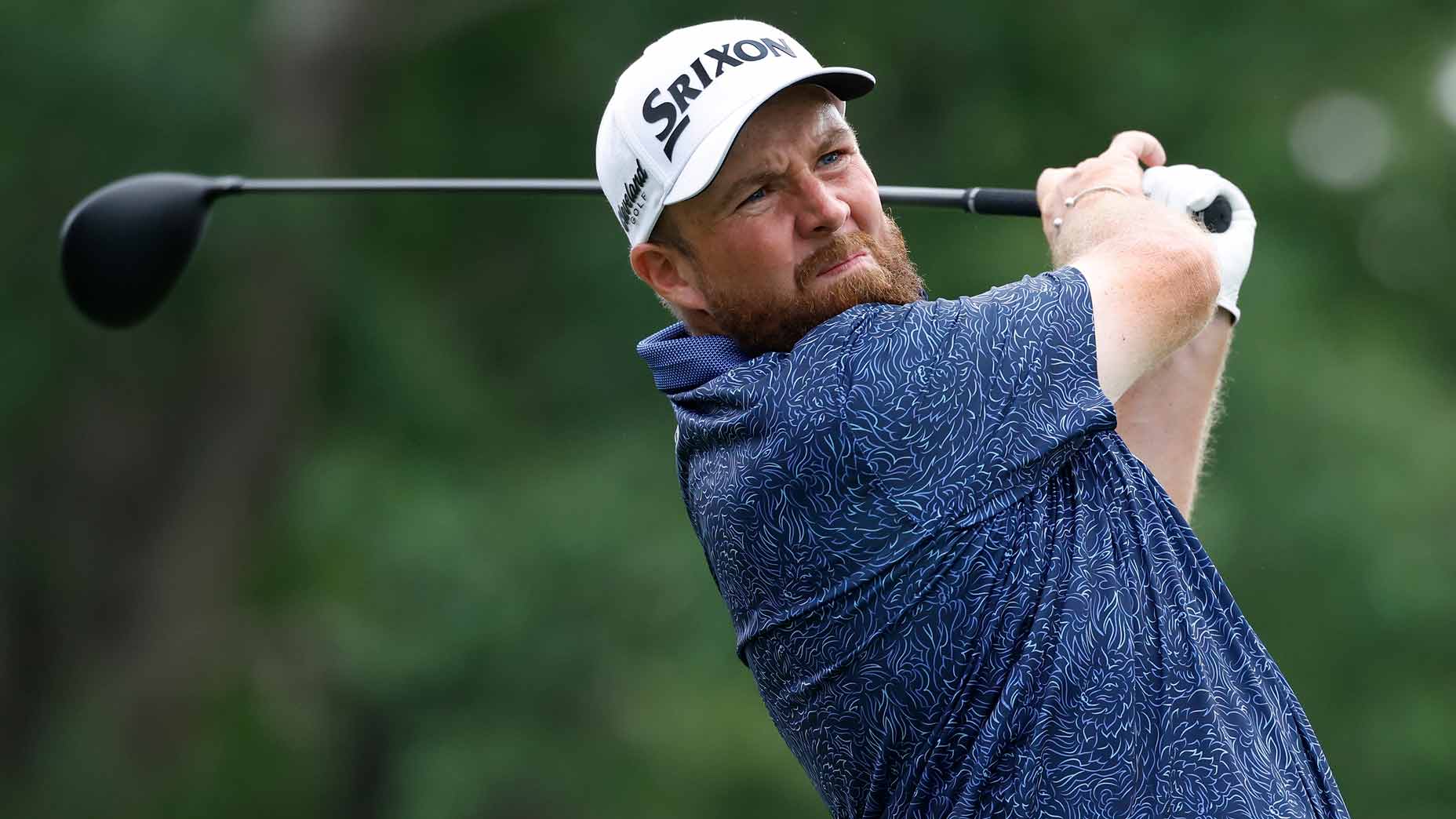 Shane Lowry hits shot during the 2025 PGA Championship at Quail Hollow.