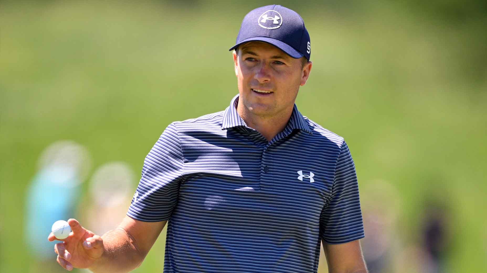 Jordan Spieth acknowledges the crowd during the 2025 CJ Cup Byron Nelson