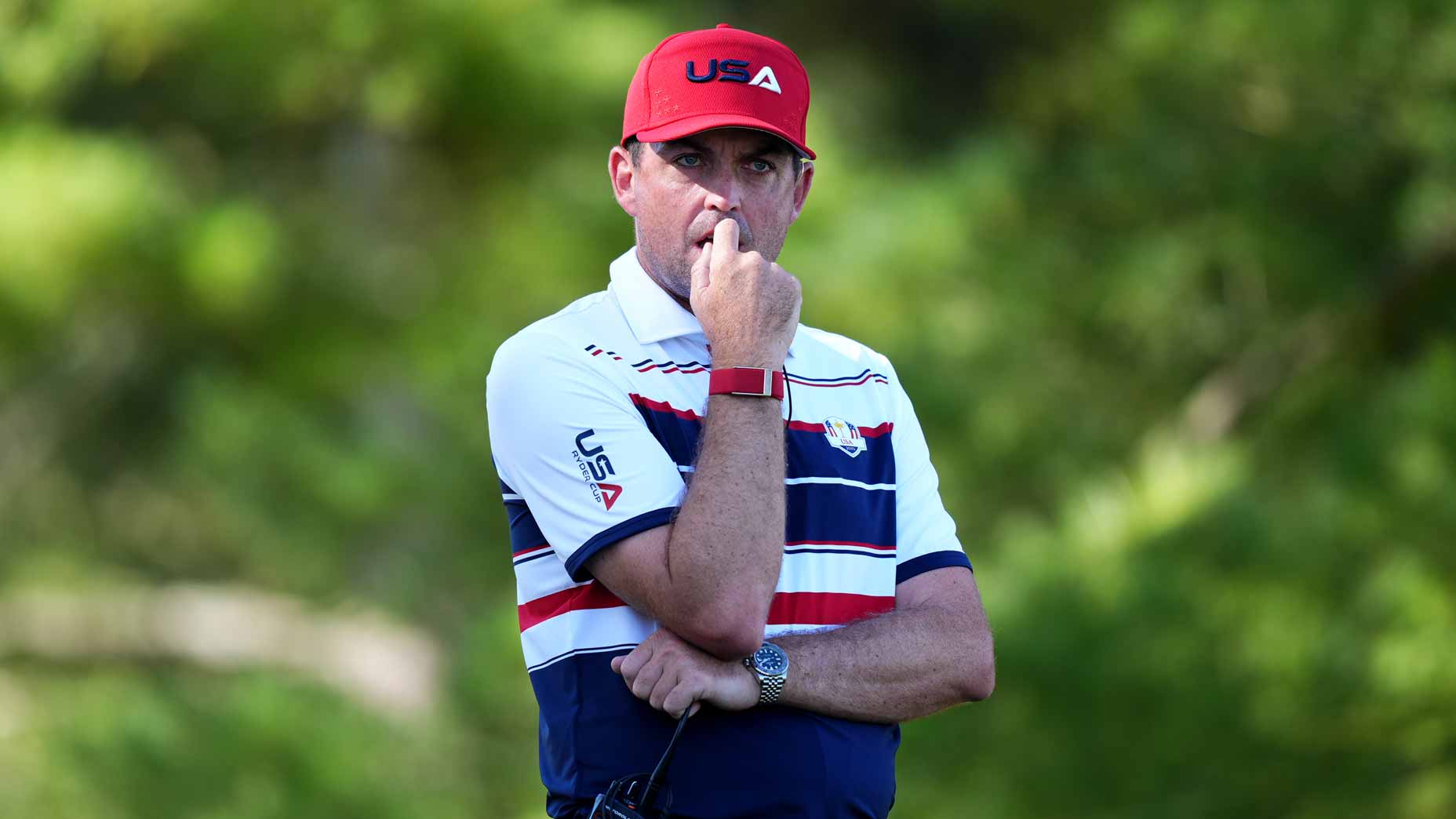 U.S. Ryder Cup captain Keegan Bradley during the Sunday singles matches at the 2025 Ryder Cup.