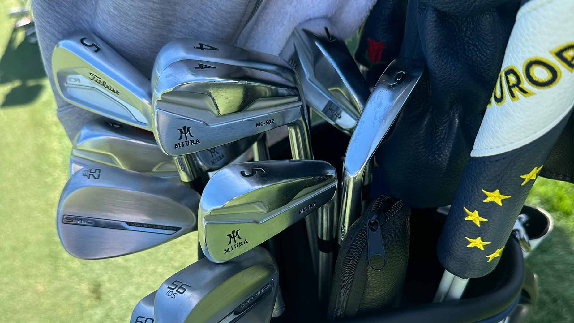 Justin Rose's combo set of Titleist and Miura irons.