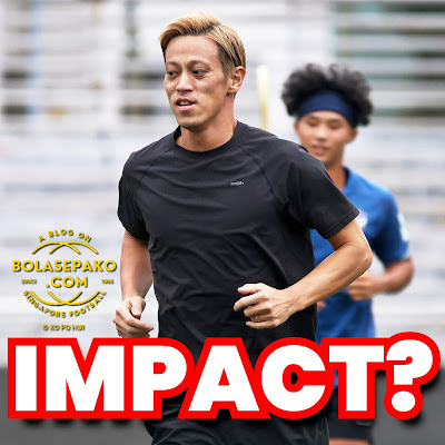 Keisuke Honda training at Jurong East Stadium.
