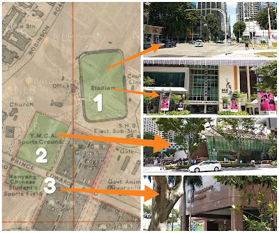 The old map of Telok Ayer that indicated the old Anson Road Stadium and its present "occupant"