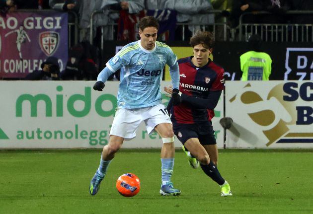 Kenan Yildiz in action against Cagliari