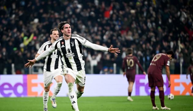 Dusan Vlahovic celebrates scoring for Juventus