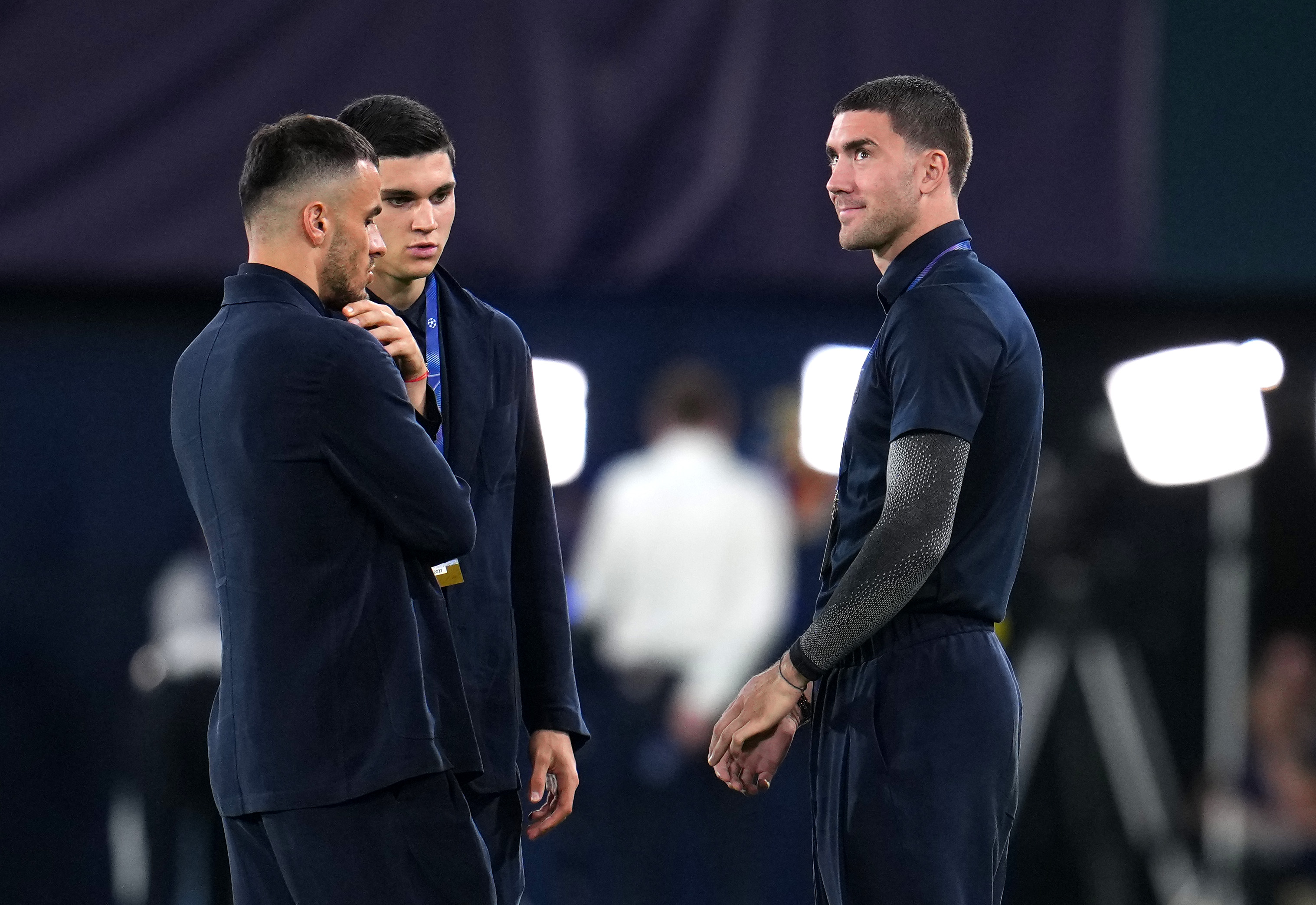 Dusan Vlahovic with Vasilije Adzic and Filip Kostic