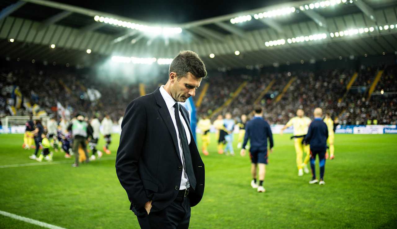 Juventus coach Thiago Motta at the Bluenergy Stadium in Udine