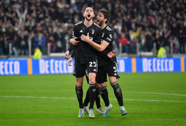 Manuel Locatelli and Adrien Rabiot celebrating
