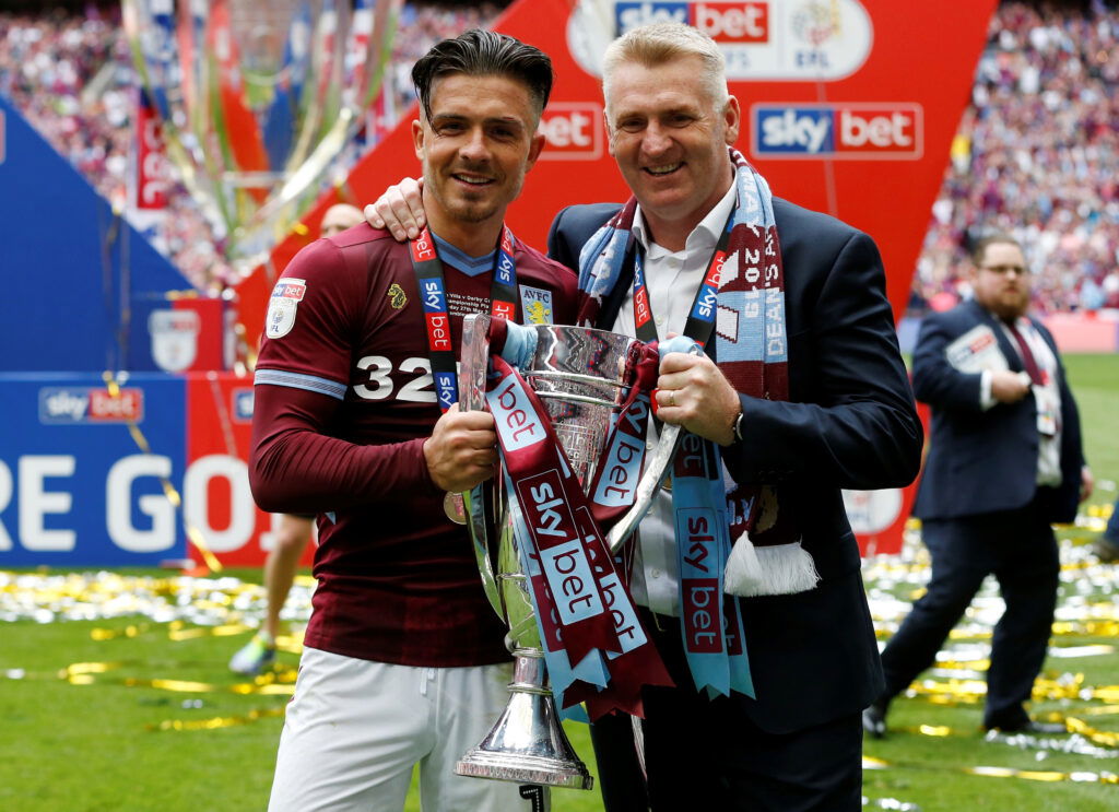 Former Aston Villa captain Jack Grealish and manager Dean Smith