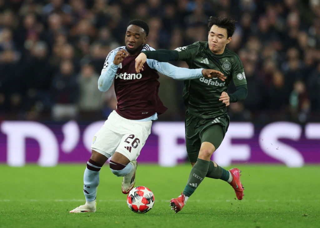Lamare Bogarde playing for Aston Villa in the Champions League against Celtic