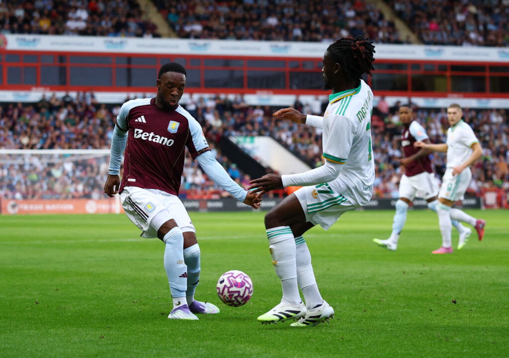 Lamare Bogarde playing for Aston Villa against Roma